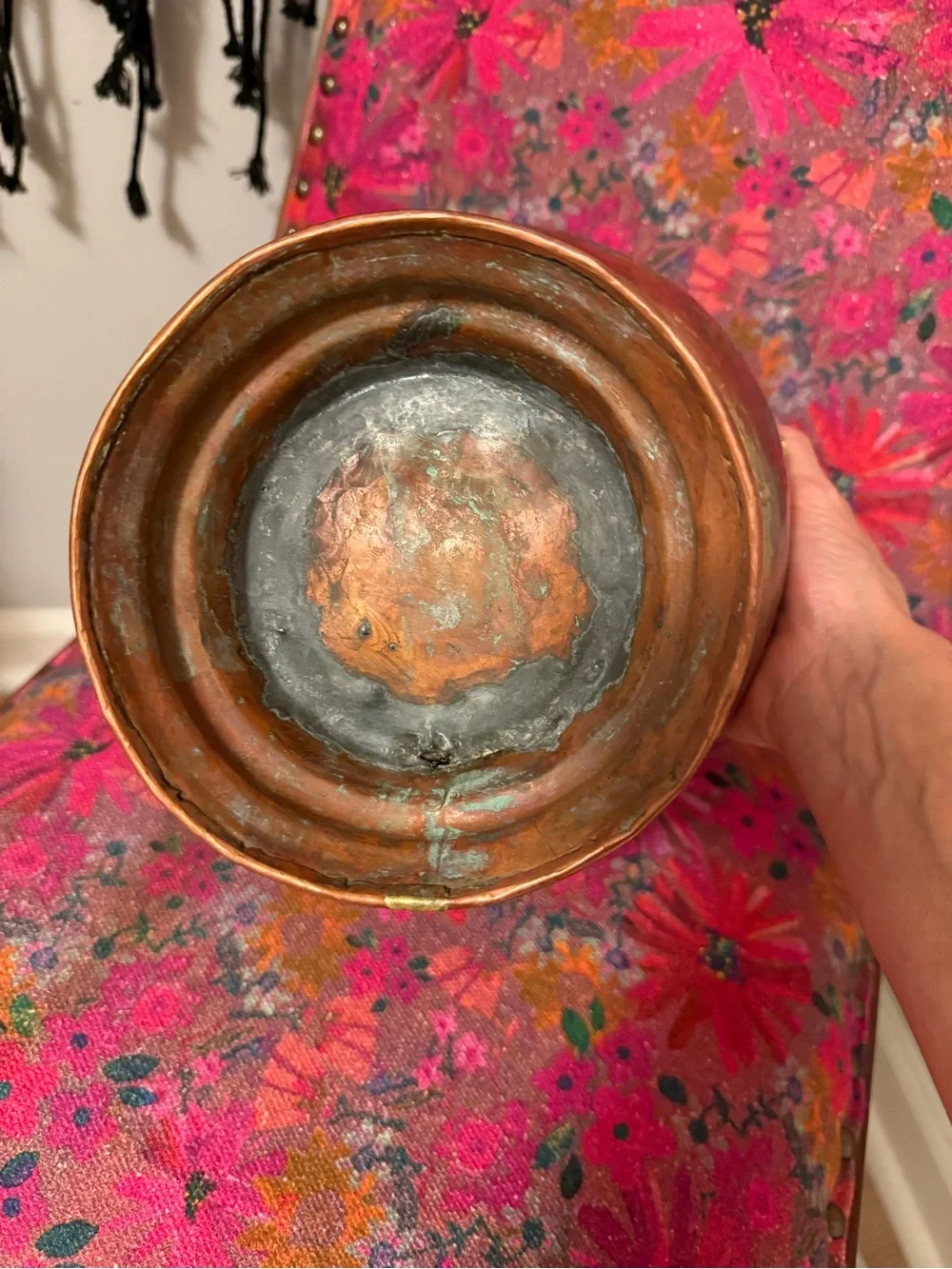 Copper Coal Scuttle with Brass Accents - Copper